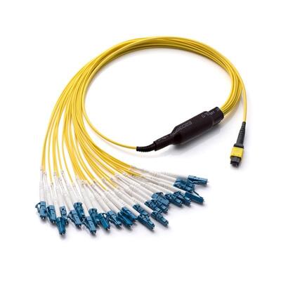 24F MPO-LC Staggered Harness Cable Assembly Suporta Centro de Dados de Alta Densidade 10/40/100G