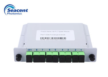 módulo 0.9mm da inserção da caixa do divisor do PLC da fibra ótica 1x8 com o conector do SC APC
